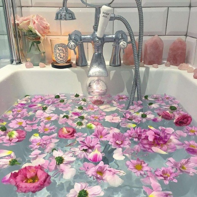 七妎：唯美花朵水浴 背景图片