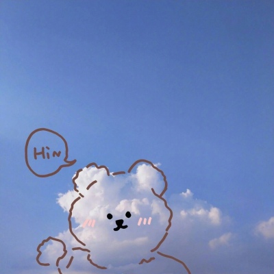 蓝天/卡通小熊/可爱背景图