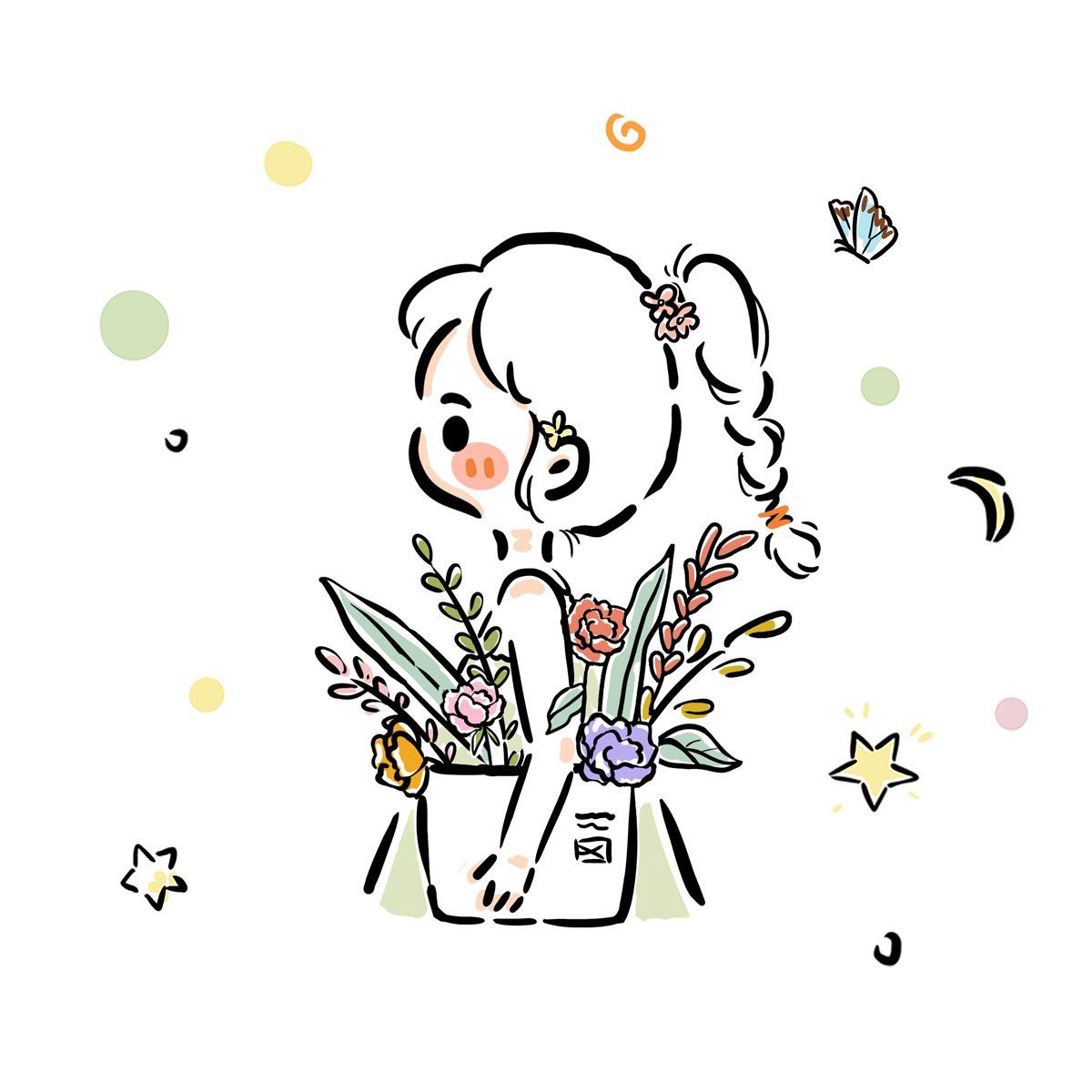 少女与花